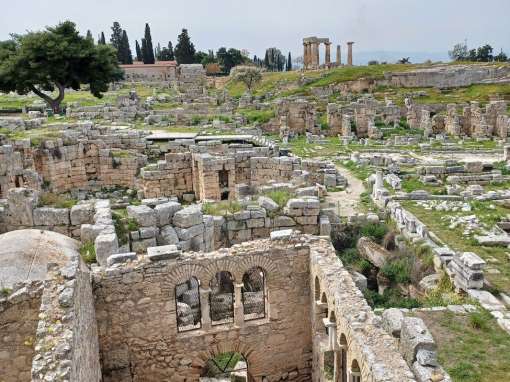 ruins of the ancient corinth in greece